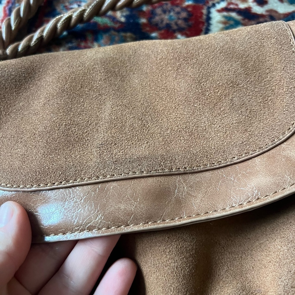Anthropologie Marvita Crossbody Camel Brown Suede Bohemian Bag - Picture 5 of 7